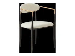 Juego de 2 sillas con reposabrazos - tela beige - estructura de metal negro y dorado