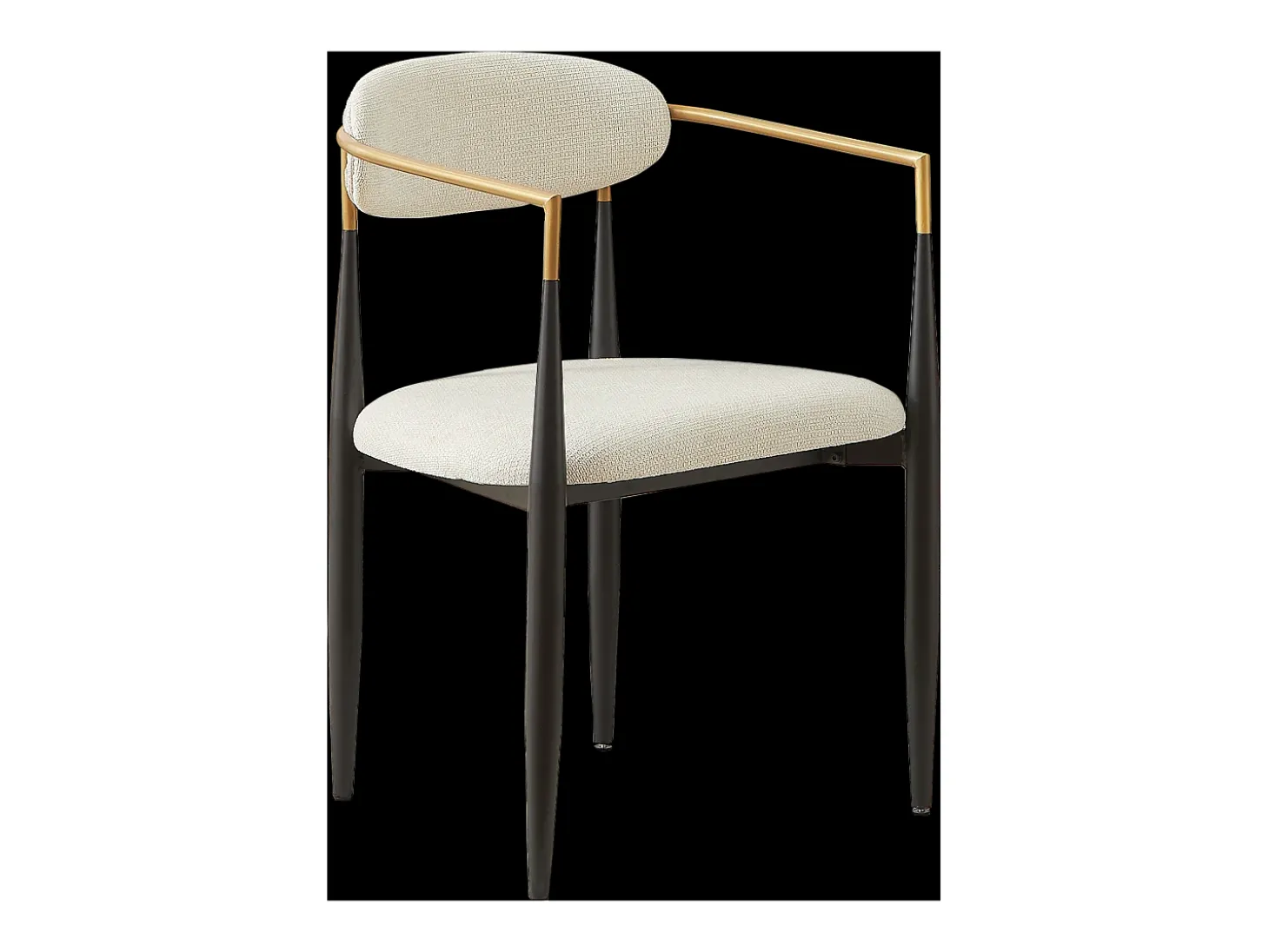 Juego de 2 sillas con reposabrazos - tela beige - estructura de metal negro y dorado