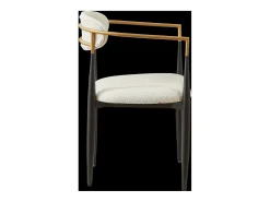 Juego de 2 sillas con reposabrazos - tela beige - estructura de metal negro y dorado