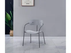 Juego de 4 sillas con reposabrazos gris claro ALEXIA