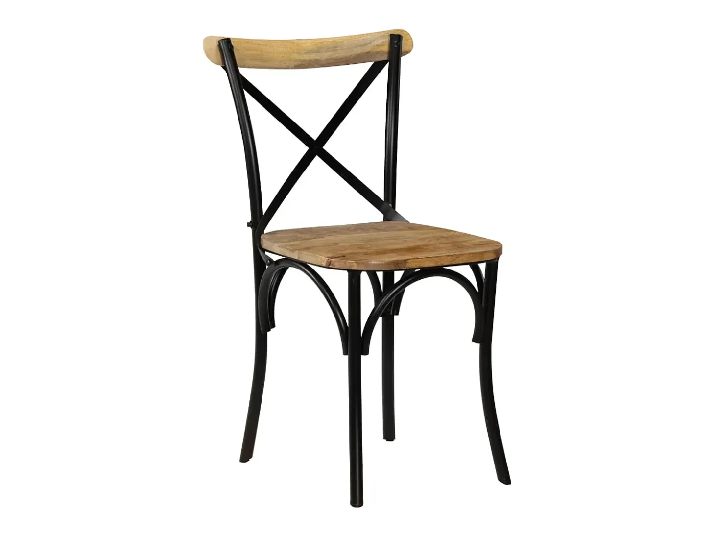 Juego de 2 sillas con respaldo cruzado de madera maciza de mango negra