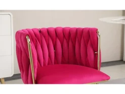 Juego de 2 Sillas con Respaldo de Concha y Bastidor Trenzado, Patas Doradas - Negro - Elegancia Bohemia