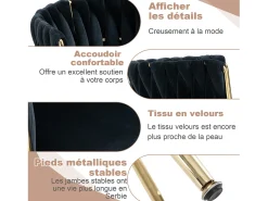 Juego de 2 Sillas con Respaldo de Concha y Bastidor Trenzado, Patas Doradas - Negro - Elegancia Bohemia