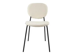 Juego de 4 sillas contemporáneas para comedor o sala de estar, tejido bouclé teddy blanco acolchado, patas de metal negro MADA (blanco)