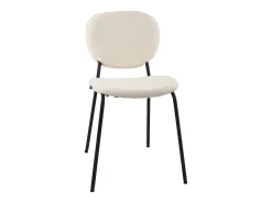 Juego de 4 sillas contemporáneas para comedor o sala de estar, tejido bouclé teddy blanco acolchado, patas de metal negro MADA (blanco)