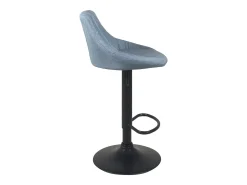 Juego de 2 sillas de bar, asiento acolchado de tela matelassé, giratorio, altura ajustable, base negra LUTI (azul)