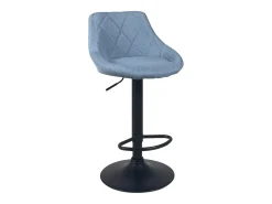Juego de 2 sillas de bar, asiento acolchado de tela matelassé, giratorio, altura ajustable, base negra LUTI (azul)