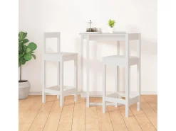 Juego de 2 sillas de bar blancas 40x41,5x112 cm madera maciza de pino