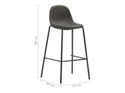Juego de 2 sillas de bar de tela gris oscuro