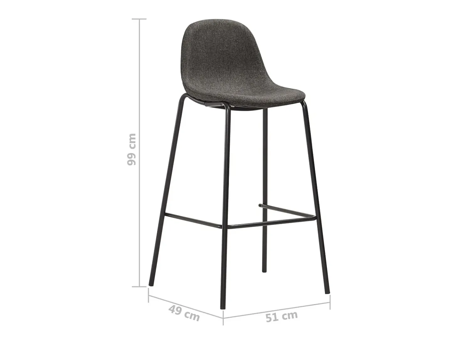 Juego de 2 sillas de bar de tela gris oscuro