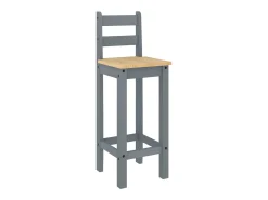 Juego de 2 sillas de bar de madera maciza de pino gris