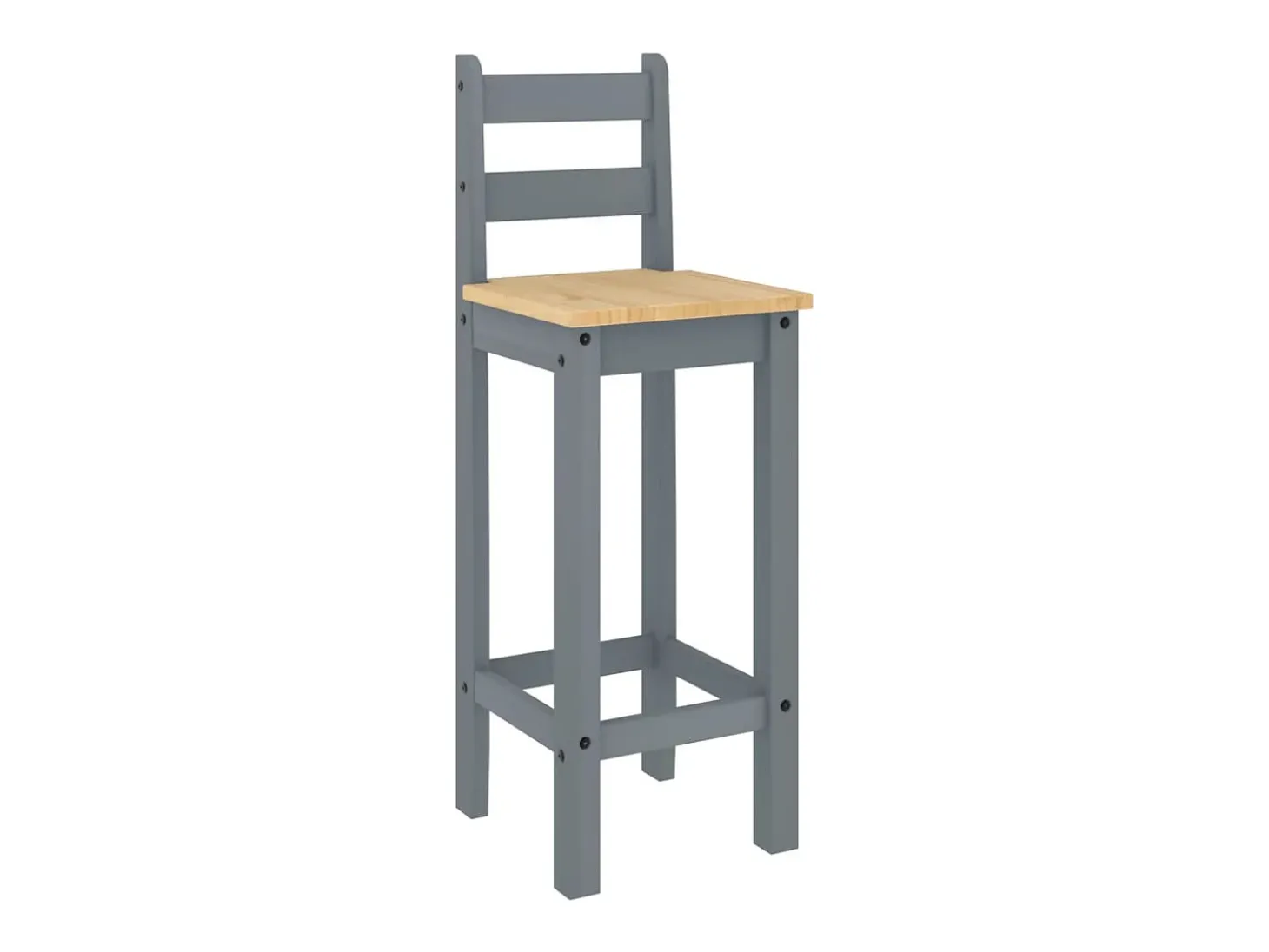 Juego de 2 sillas de bar de madera maciza de pino gris