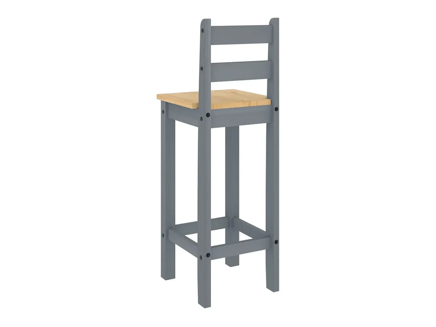 Juego de 2 sillas de bar de madera maciza de pino gris