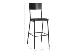 Juego de 2 sillas de bar de contrachapado macizo negro y acero.