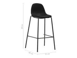 Juego de 6 sillas de bar de tela negra