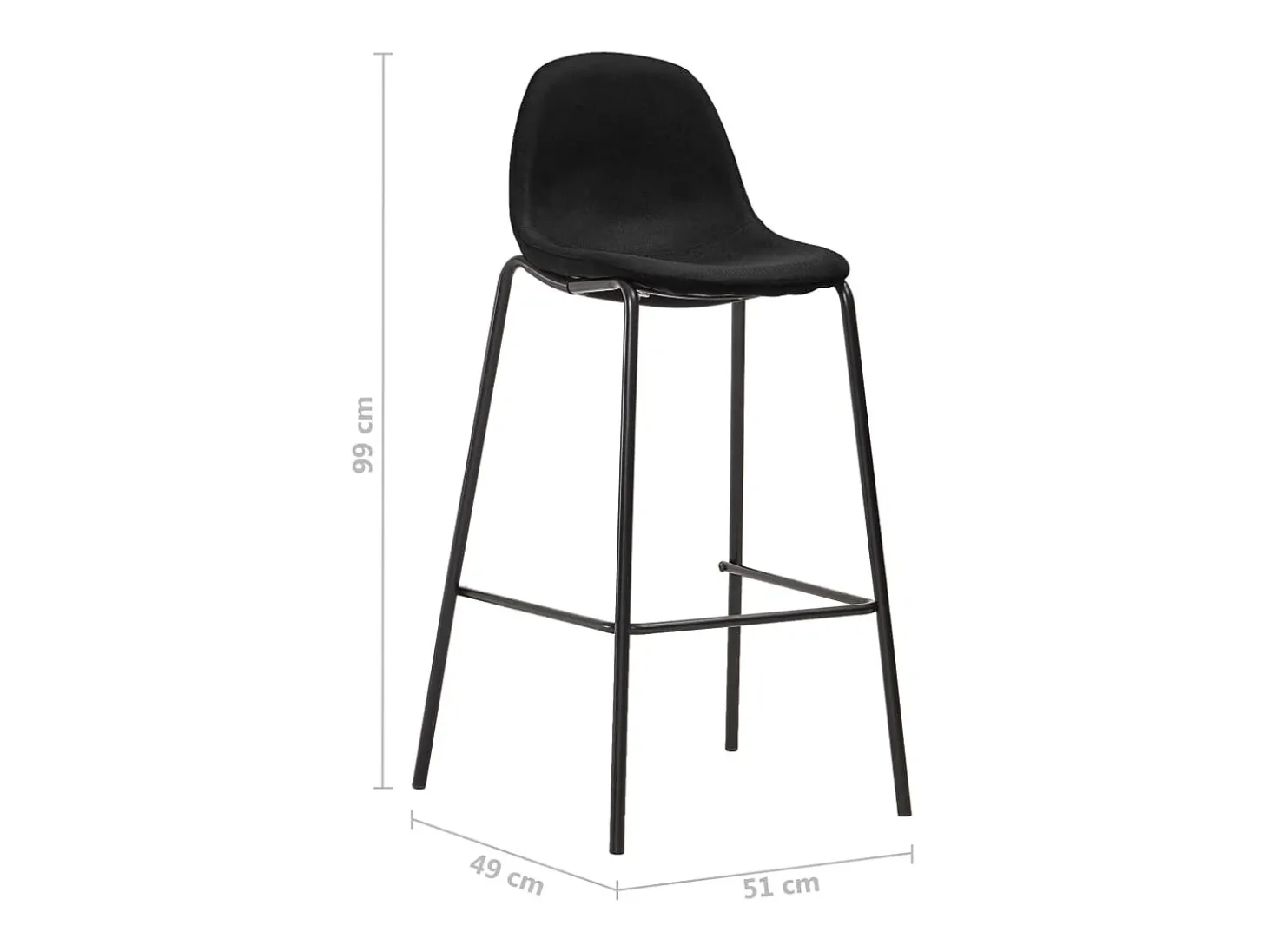 Juego de 6 sillas de bar de tela negra