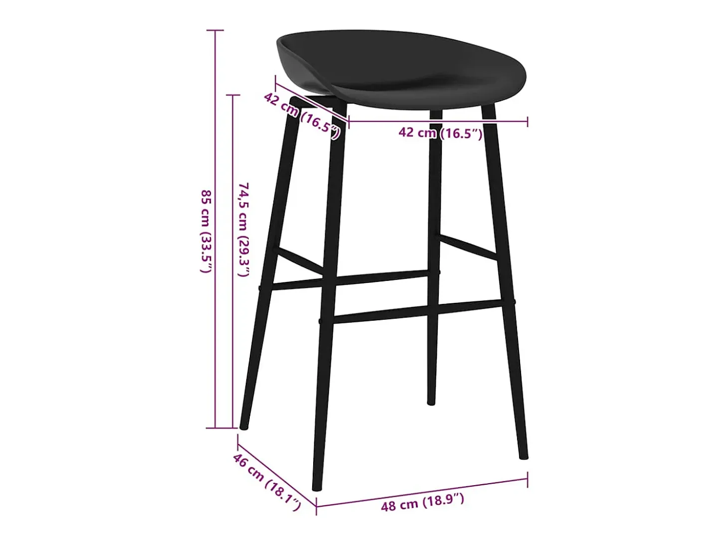 Juego de 4 sillas de bar negras