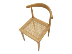 Juego de 2 sillas de cocina de madera con asiento de ratán trenzado Japan