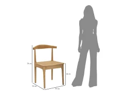 Juego de 2 sillas de cocina de madera con asiento de ratán trenzado Japan