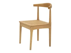Juego de 2 sillas de cocina de madera con asiento de ratán trenzado Japan