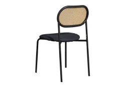 Juego de 2 sillas de cocina modernas con respaldo de ratán, patas de metal, color negro