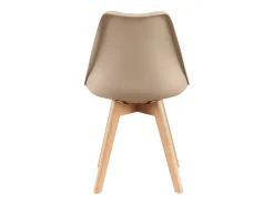Juego de 4 Sillas de Cocina Retro Tapizadas en Tela Beige Claro - Patas de Madera de Haya Maciza