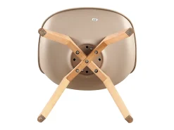 Juego de 4 Sillas de Cocina Retro Tapizadas en Tela Beige Claro - Patas de Madera de Haya Maciza
