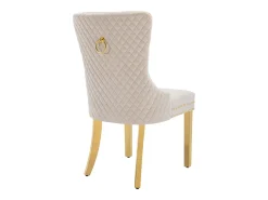 Juego de 2 sillas de cocina de terciopelo beige, estructura de metal dorado
