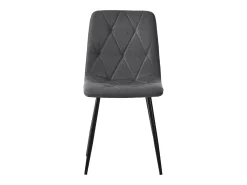 Juego de 4 sillas de cocina de lino y sarga gris con patas de metal negro
