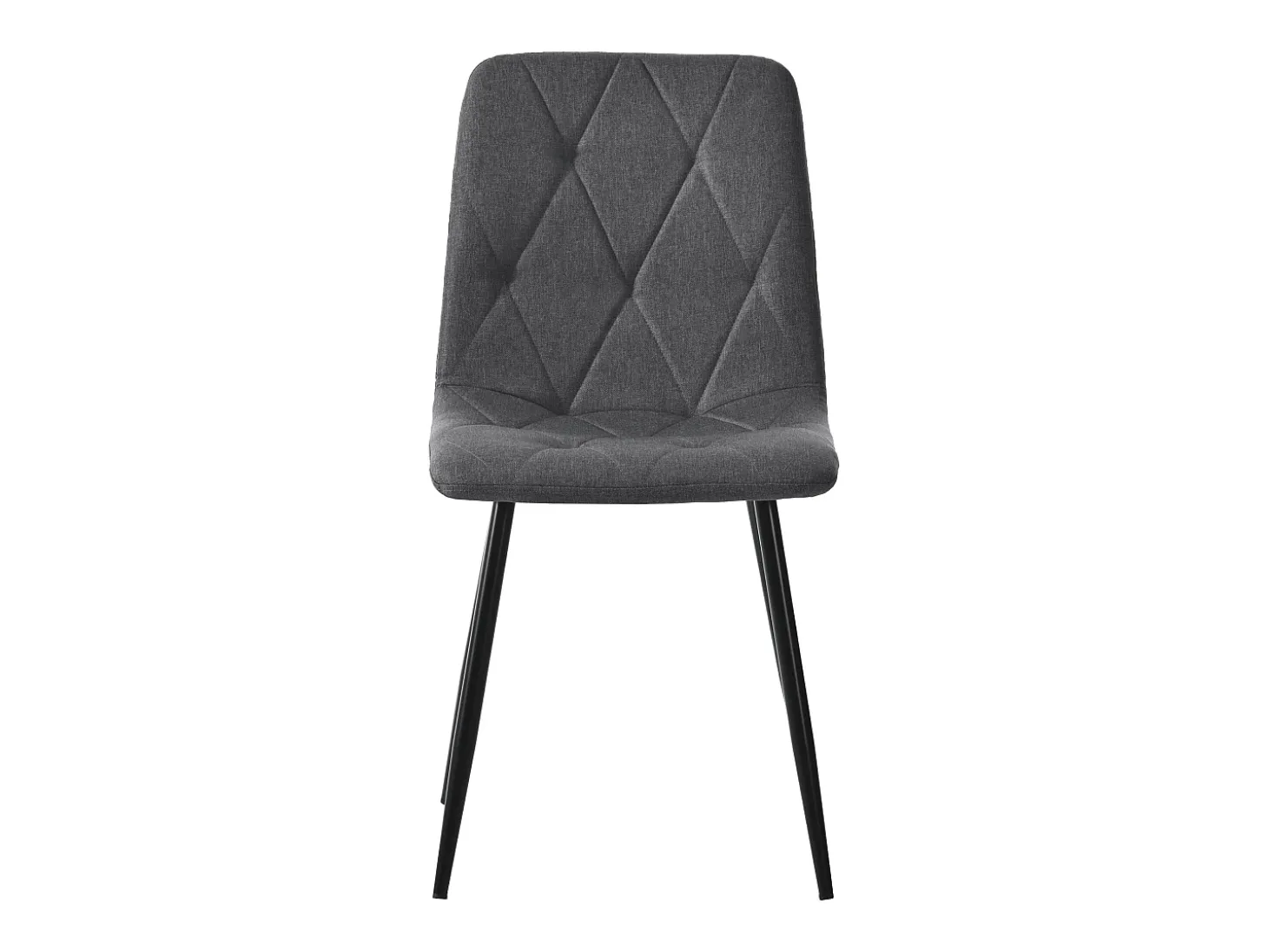 Juego de 4 sillas de cocina de lino y sarga gris con patas de metal negro
