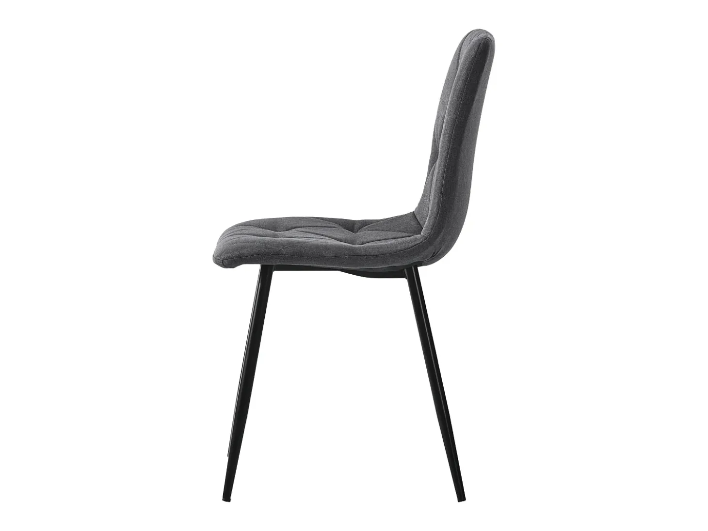 Juego de 4 sillas de cocina de lino y sarga gris con patas de metal negro