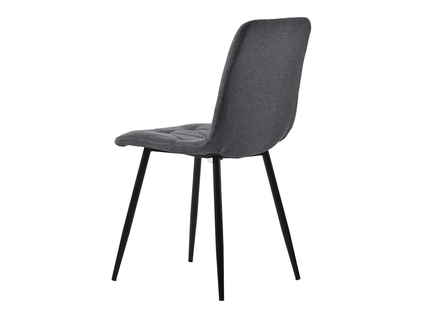 Juego de 4 sillas de cocina de lino y sarga gris con patas de metal negro