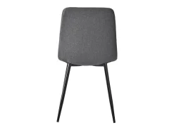 Juego de 4 sillas de cocina de lino y sarga gris con patas de metal negro