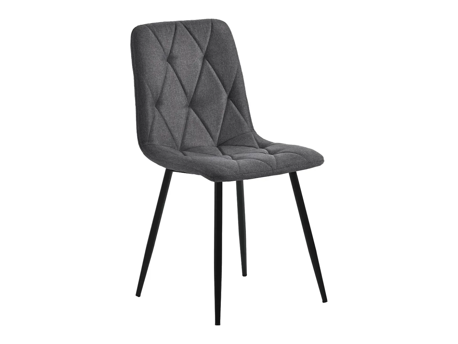 Juego de 4 sillas de cocina de lino y sarga gris con patas de metal negro