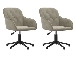 Juego de 2 sillas de comedor giratorias de terciopelo gris claro