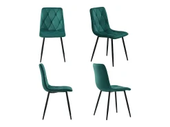 Juego de 4 sillas de comedor - Sillas con respaldo de sarga acolchado y patas de metal - terciopelo verde