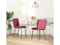 Juego de 2 sillas de comedor de terciopelo rojo burdeos