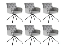 Juego de 6 sillas de comedor con diseño de rombos, tapizadas con 4 patas de metal, para salón (59,69 x 59,69 x 58,42 cm)