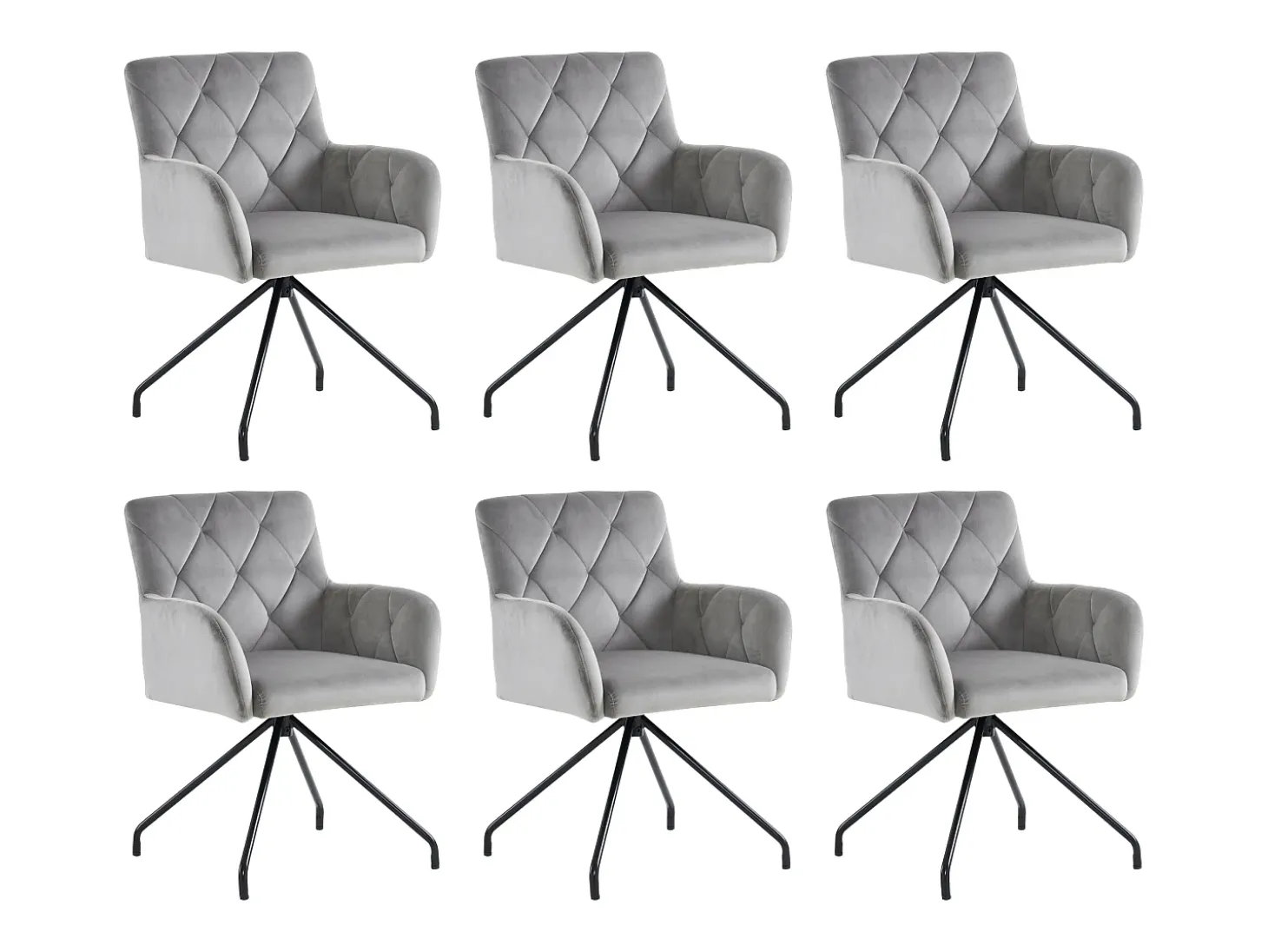 Juego de 6 sillas de comedor con diseño de rombos, tapizadas con 4 patas de metal, para salón (59,69 x 59,69 x 58,42 cm)