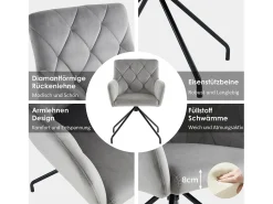 Juego de 6 sillas de comedor con diseño de rombos, tapizadas con 4 patas de metal, para salón (59,69 x 59,69 x 58,42 cm)