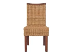 Juego de 2 sillas de comedor de ratán natural marrón