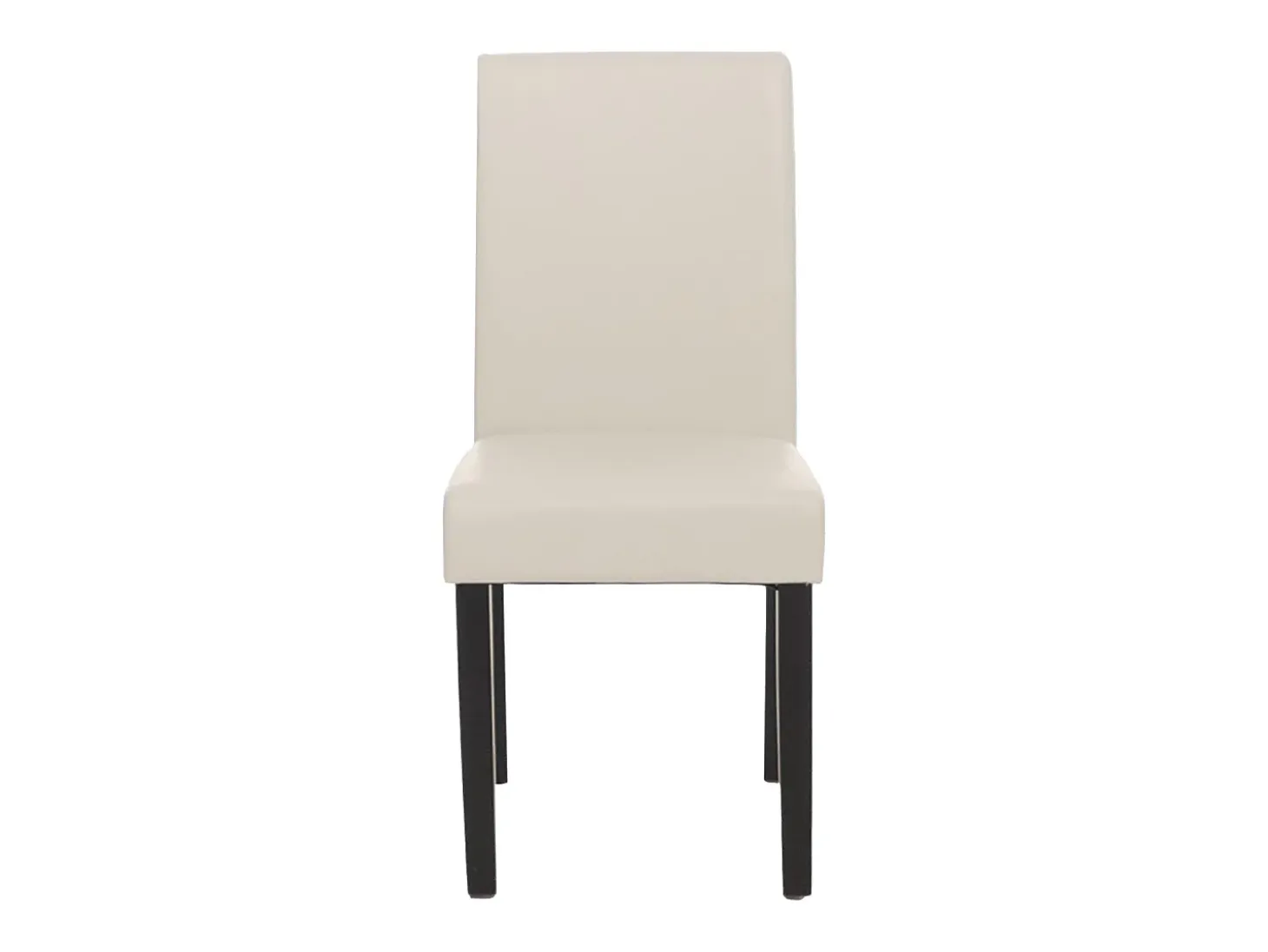 Juego de 6 sillas de comedor Littau de piel sintética, polipiel, blanca, patas oscuras