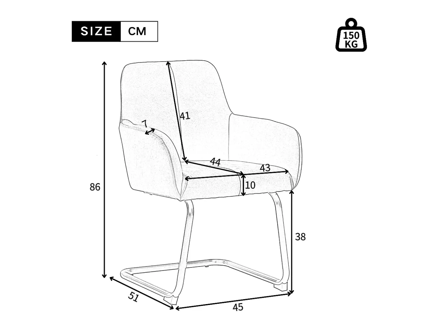 Juego de 4 sillas de comedor con reposabrazos, piel sintética, patas de metal curvadas, gris (56x56x76 cm)