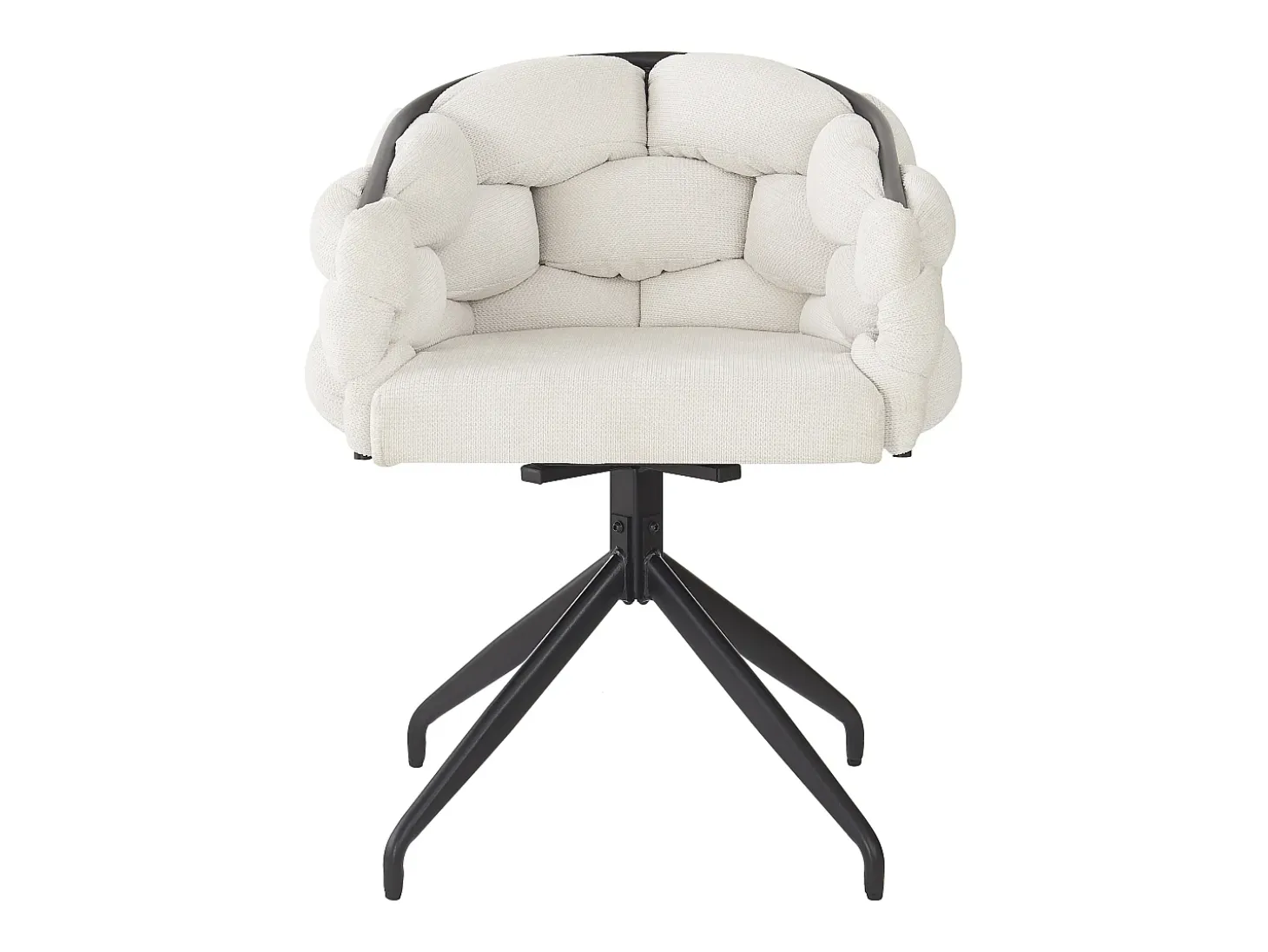 Juego de 2 sillas de comedor giratorias - 61 x 59 x 77,5 cm - Patas de terciopelo y hierro - Beige + negro