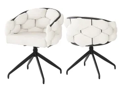 Juego de 2 sillas de comedor giratorias - 61 x 59 x 77,5 cm - Patas de terciopelo y hierro - Beige + negro