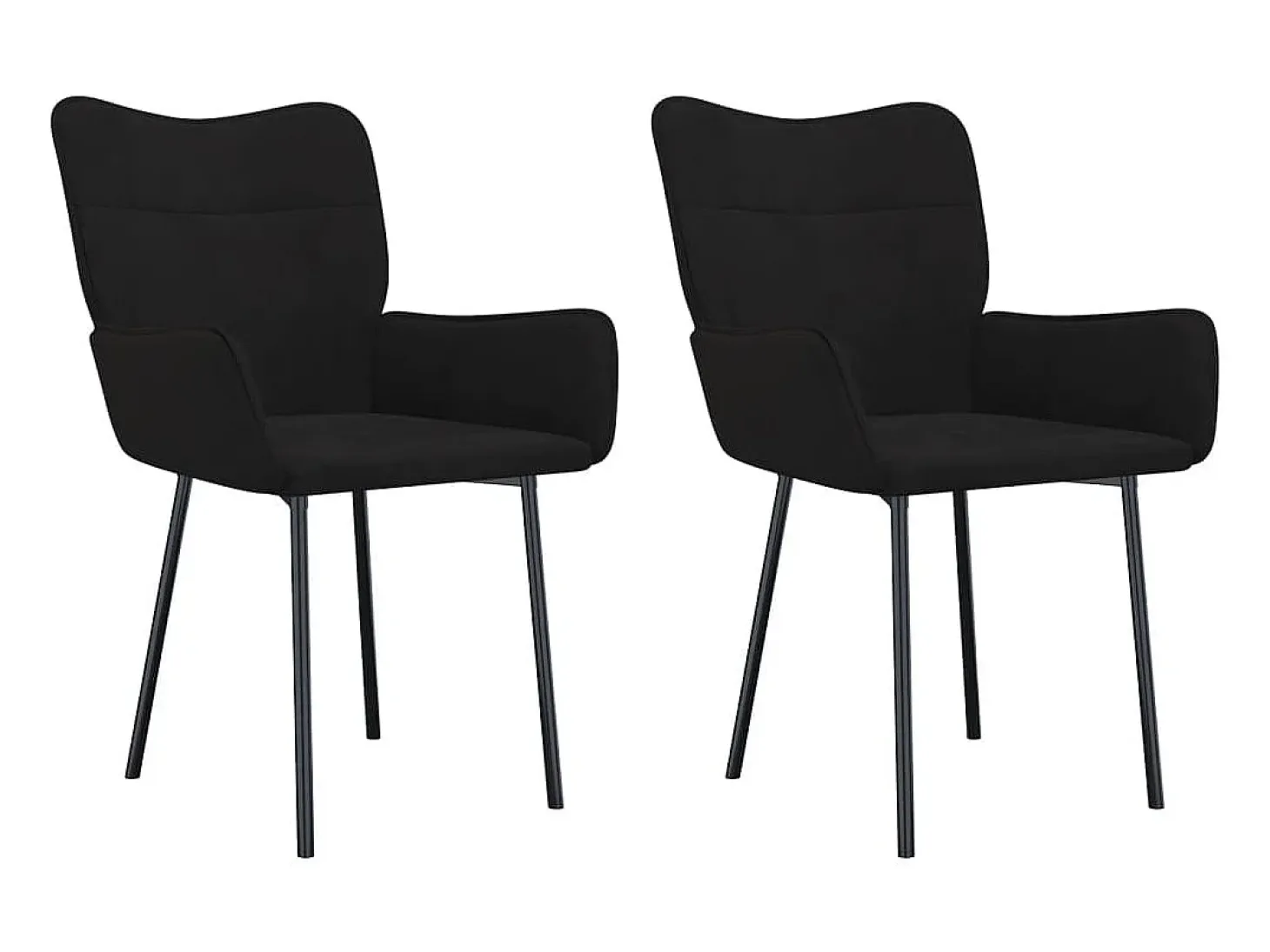 Juego de 2 sillas de comedor de terciopelo negro