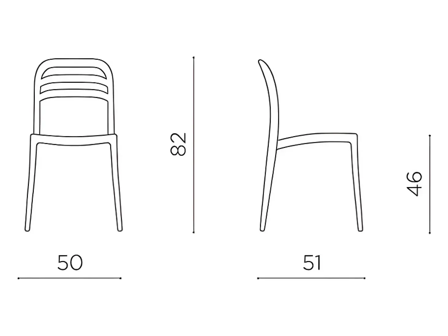 Juego de 4 sillas de comedor antracita "Guapa" en polipropileno cm 50x51 82h