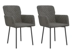 Juego de 2 sillas de comedor de terciopelo gris oscuro