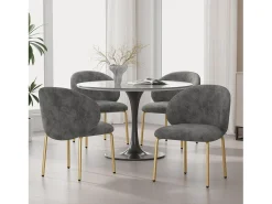 Juego de 4 sillas de comedor - 47,5 x 56 x 74 cm - Silla de tocador - Patas doradas - Chenilla - Gris
