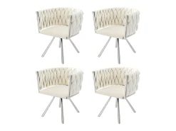 Juego de 4 sillas de comedor de terciopelo, sillas giratorias de lujo para salón y dormitorio, con patas de metal (62 x 60 x 57 cm)